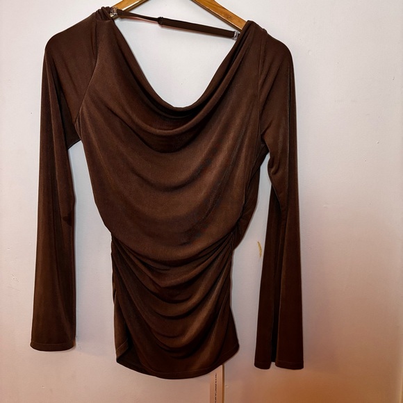 Reformation Tops - NWT Reformation Elegant Brown Drape Neck Top sz M